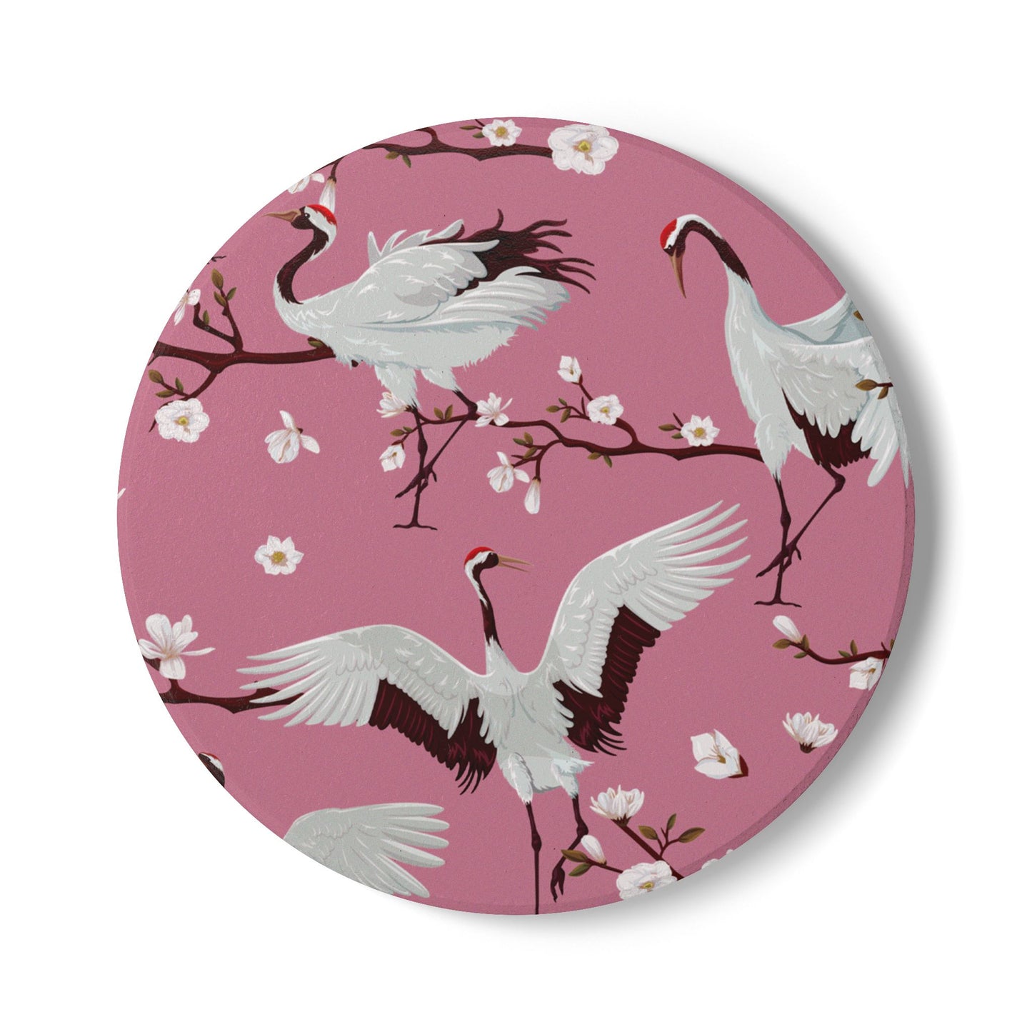 Pink Herons Ceramic Coaster