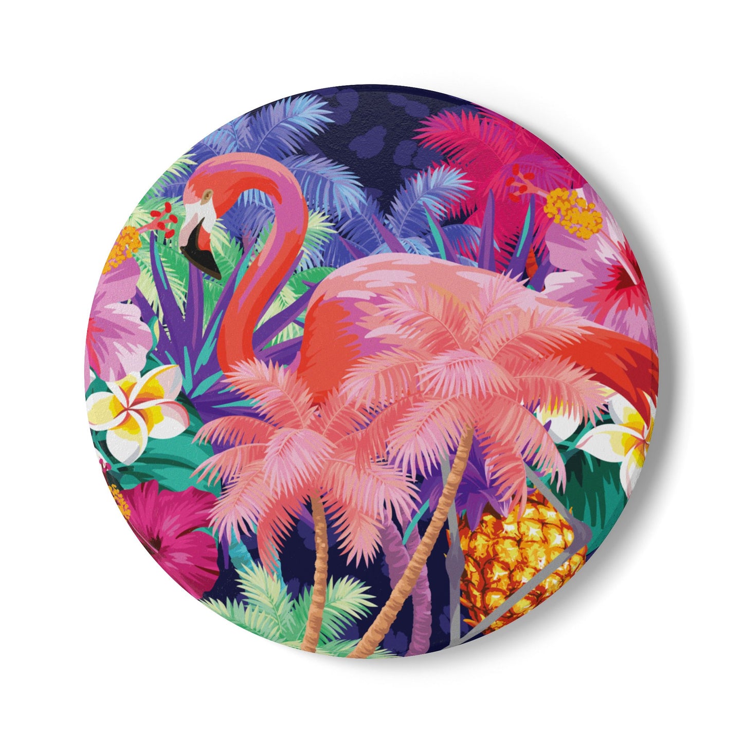 Colourful Jungle Flamingo Ceramic Coaster