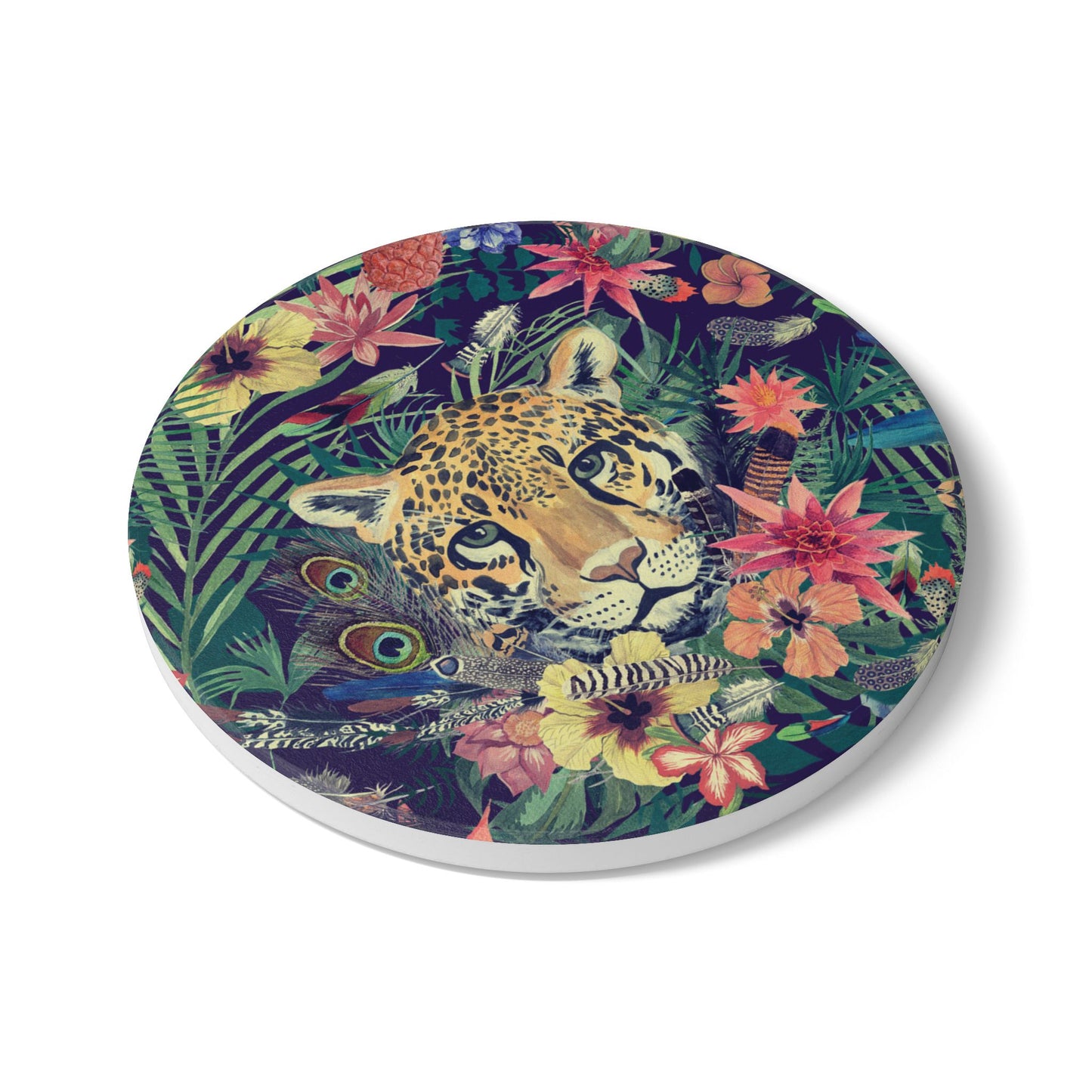 Leopard in Jungle Ceramic Coaster
