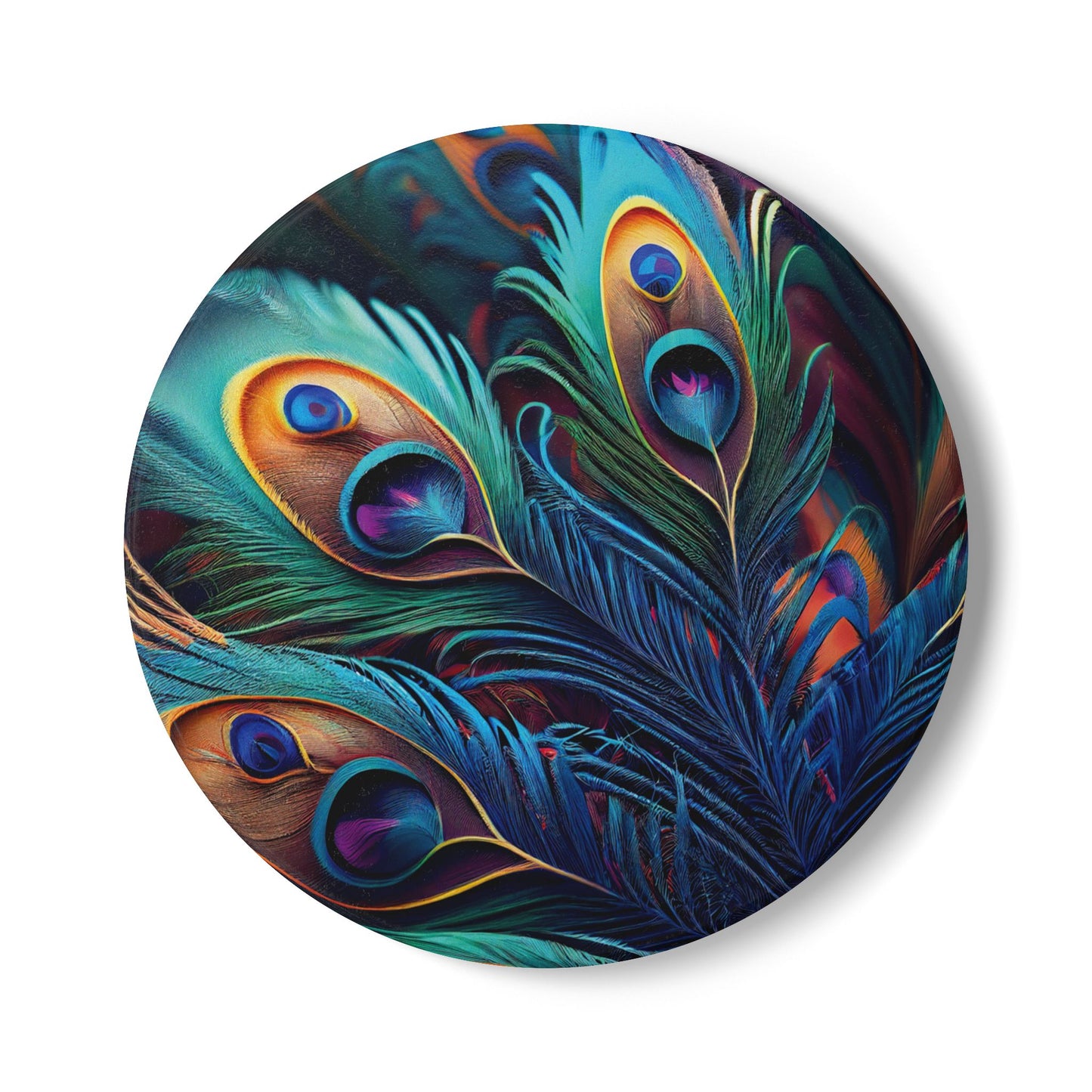 Peacock Feathers Ceramic Coaster