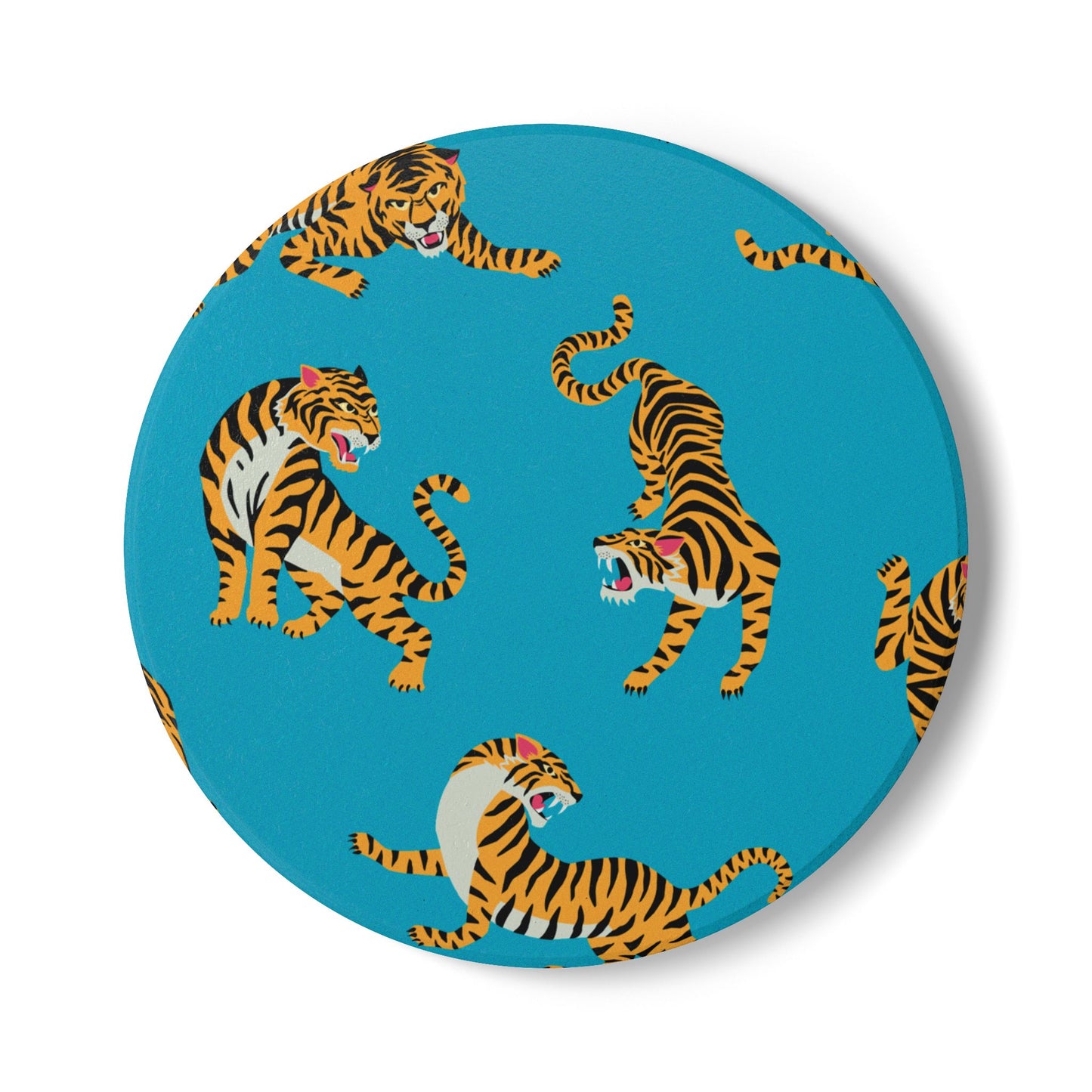 Tiger - Turquoise Ceramic Coaster