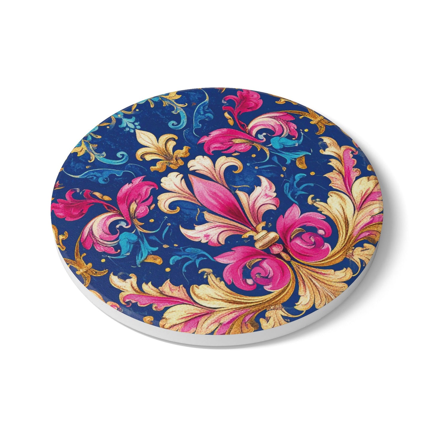 Colourful Fleur De Lys Ceramic Coaster