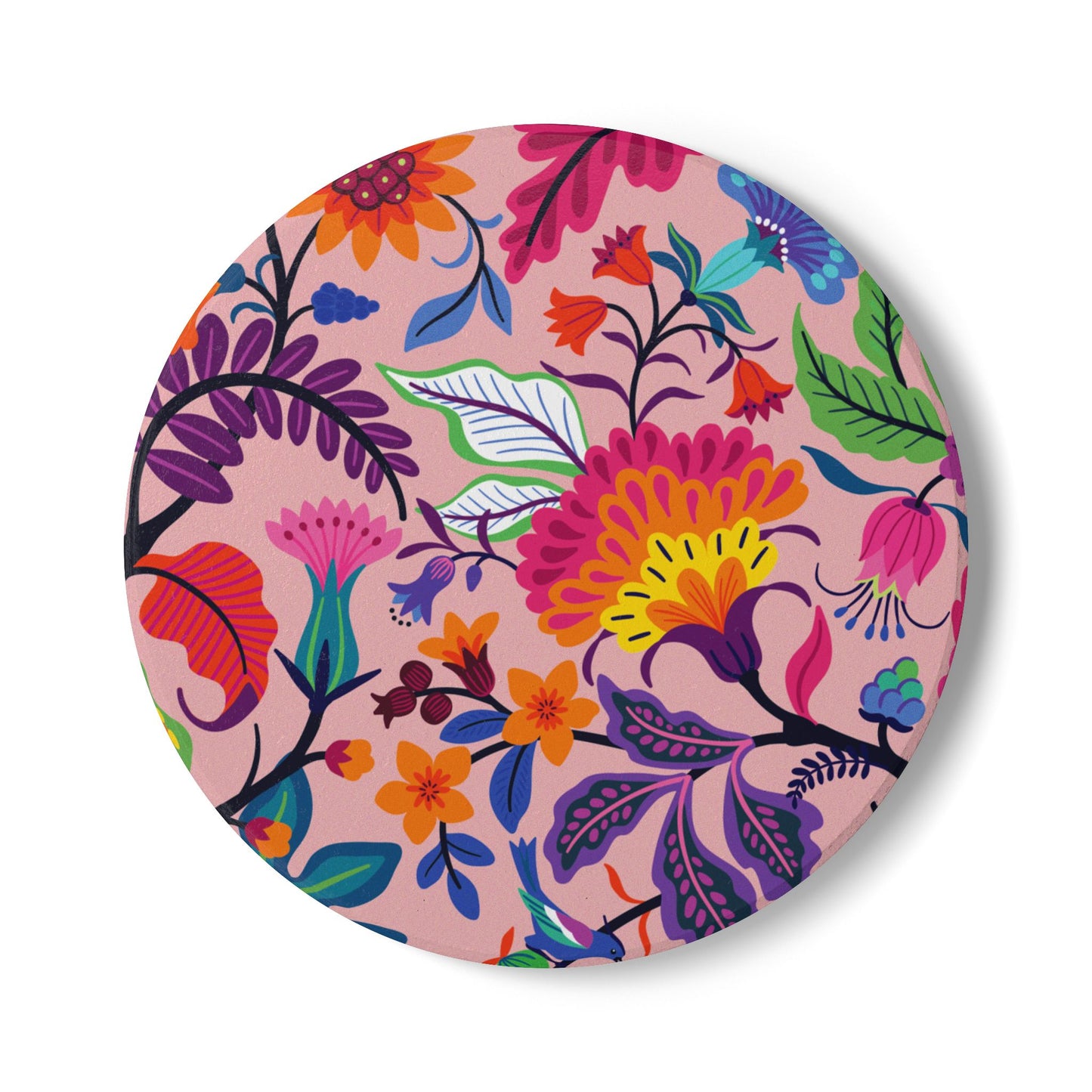 Wildflowers Dusky Pink Ceramic Coaster