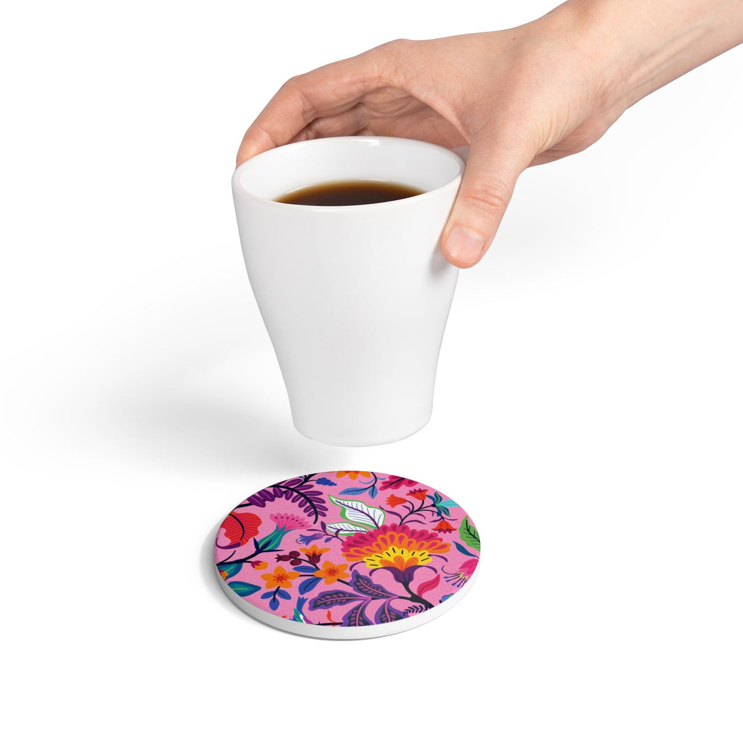 Wildflowers Candy Pink Ceramic Coaster