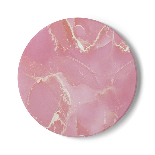 Dusky Pink Marble Effect Ceramic Coaster