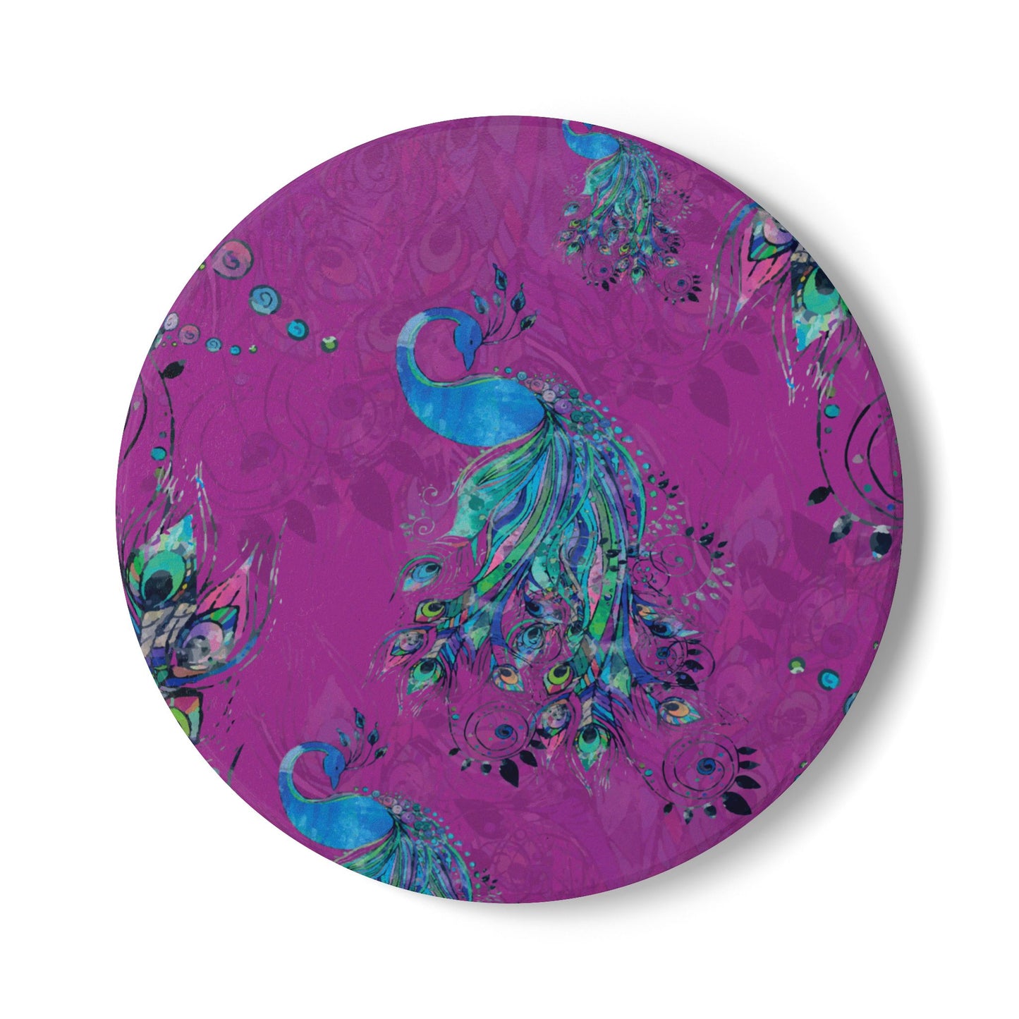Painted Peacock Berry Ceramic Coaster