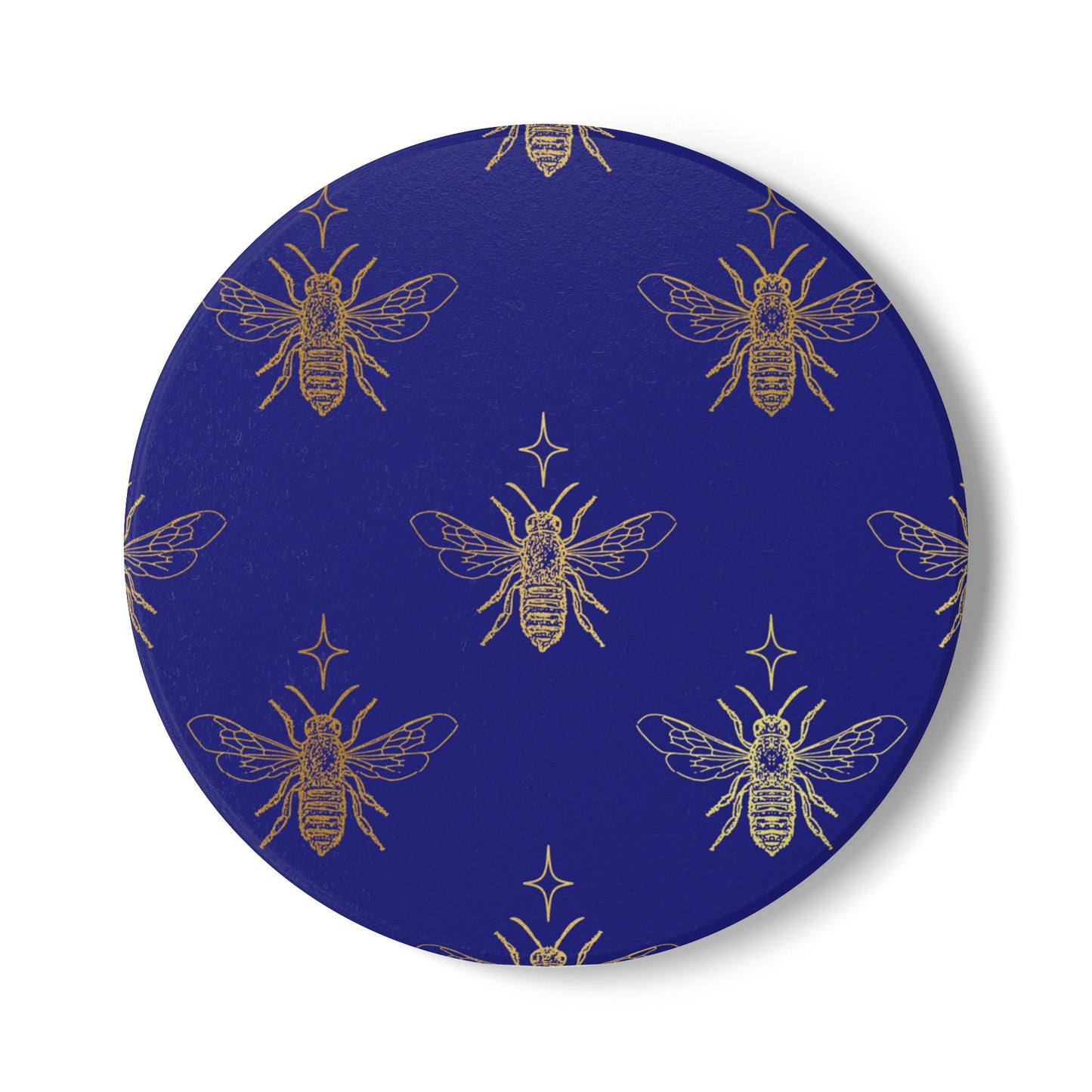 Cobalt Bees Ceramic Coaster
