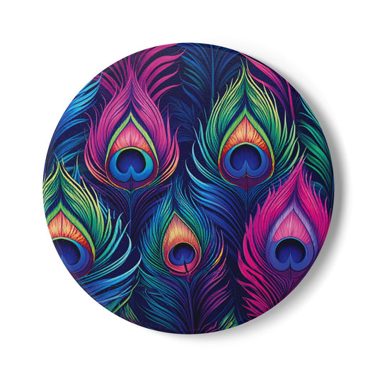 Colourful Peacock Ceramic Coaster