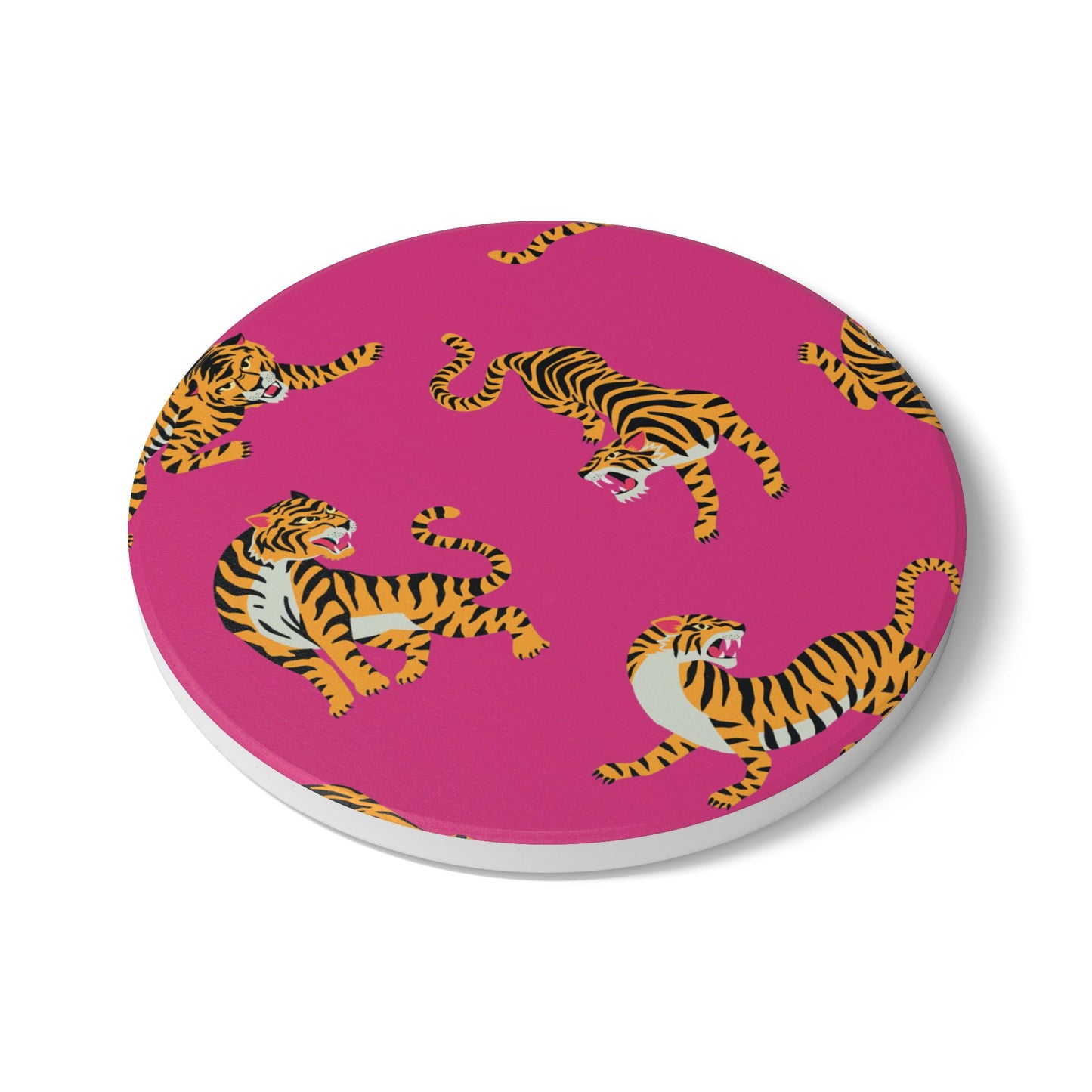 Tiger - Hot Pink Ceramic Coaster