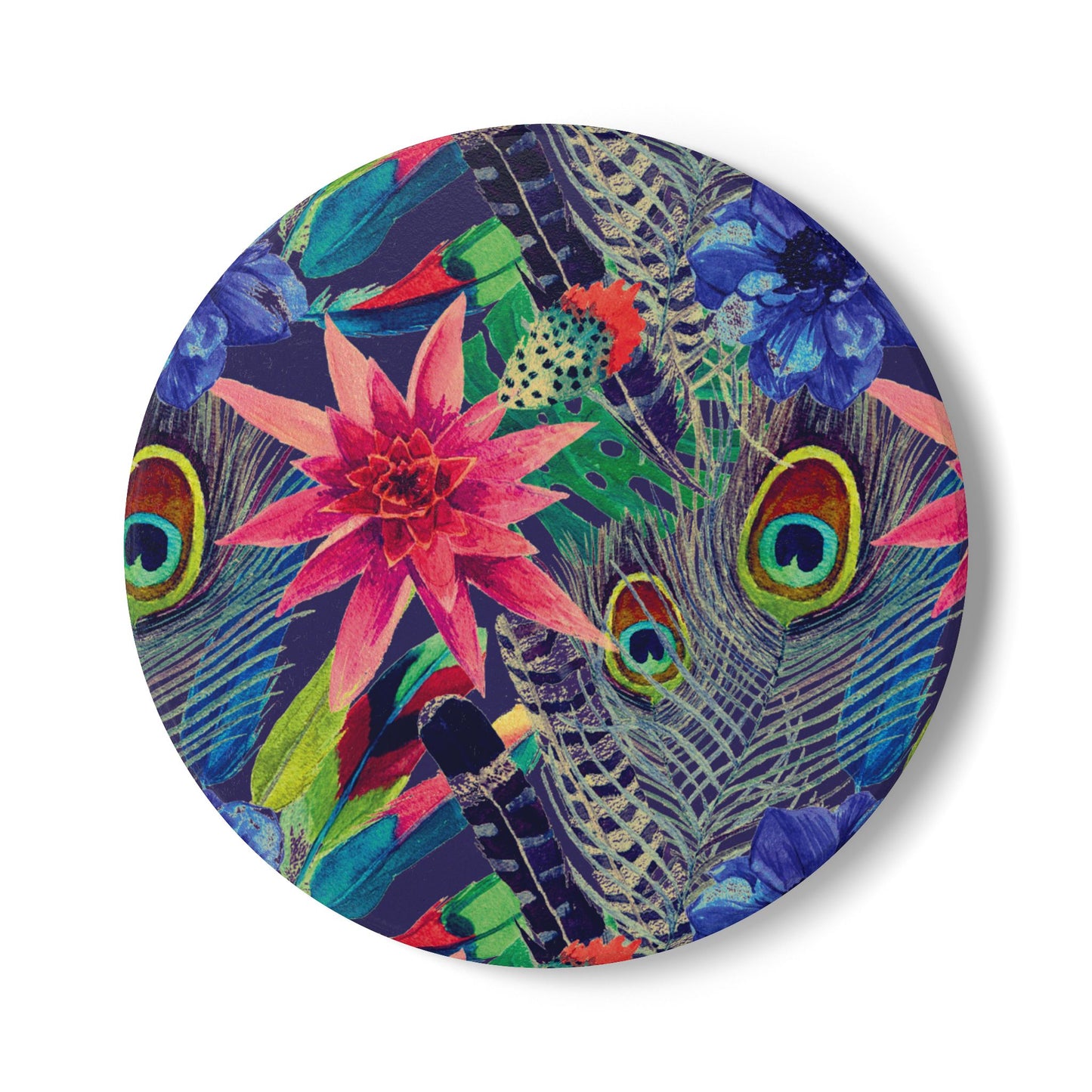 Leaves in Jungle - Navy Ceramic Coaster