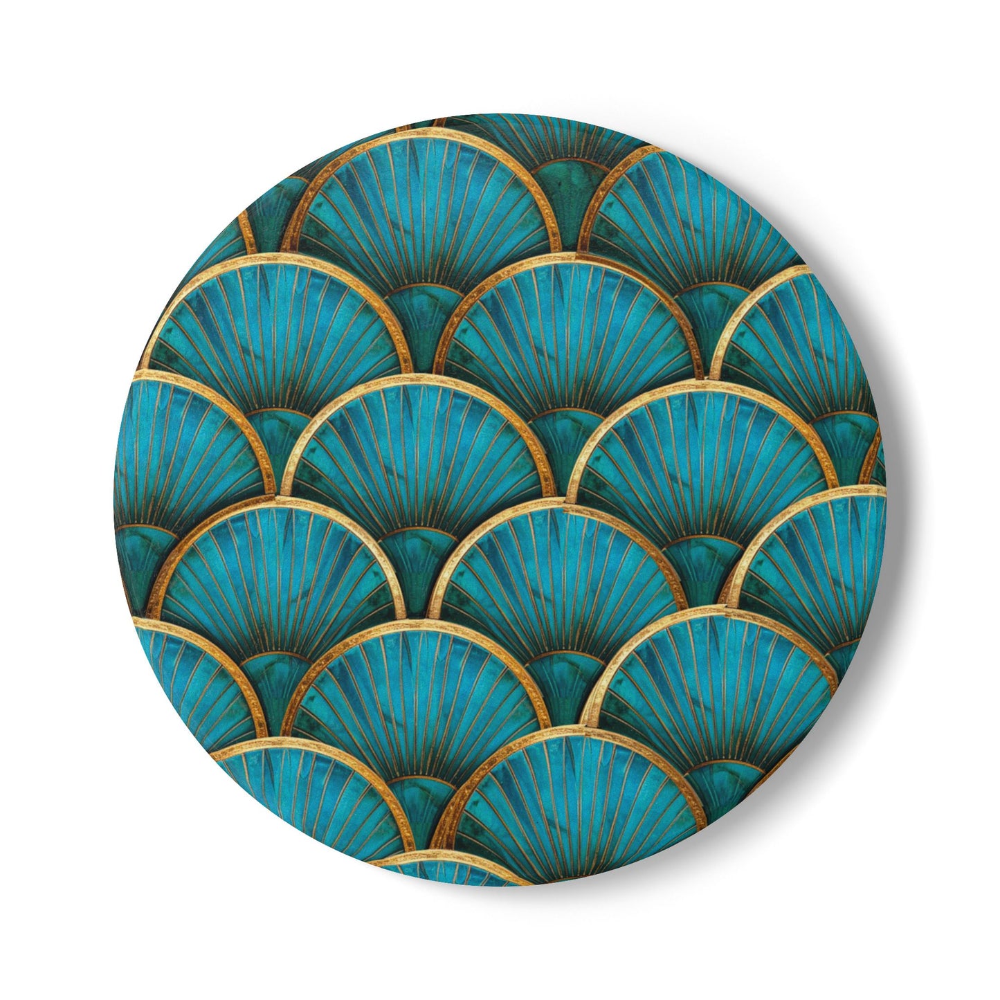 Art Deco Tiles Teal Ceramic Coaster