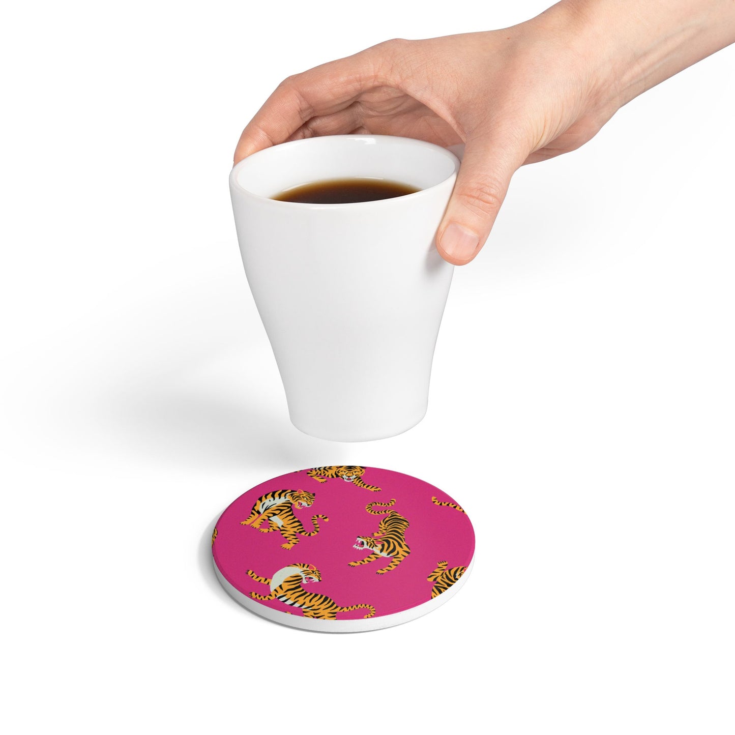 Tiger - Hot Pink Ceramic Coaster