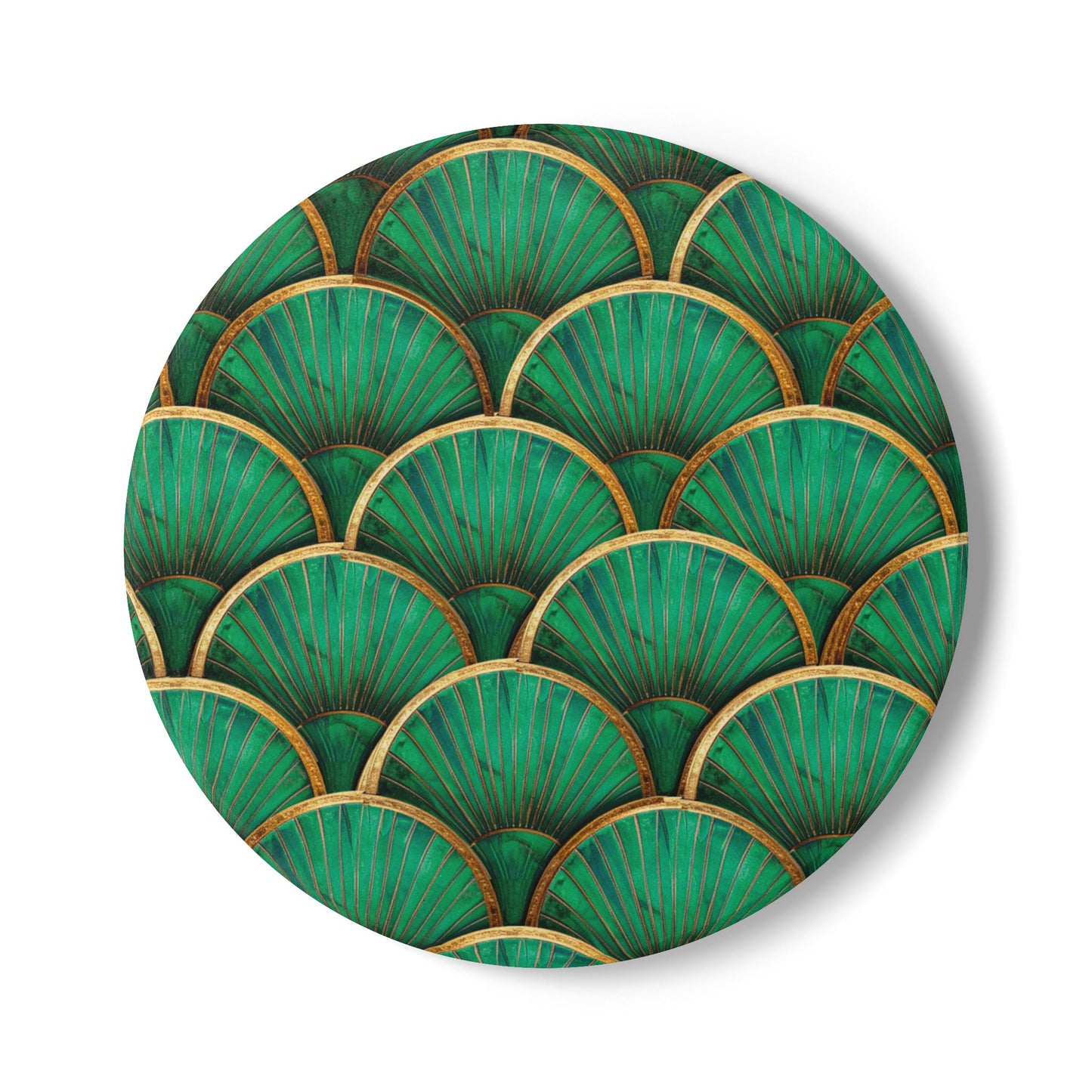 Art Deco Tiles Emerald Ceramic Coaster