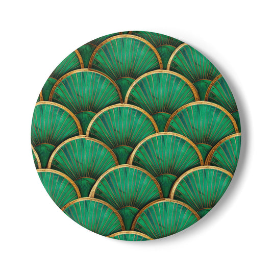Art Deco Tiles Emerald Ceramic Coaster