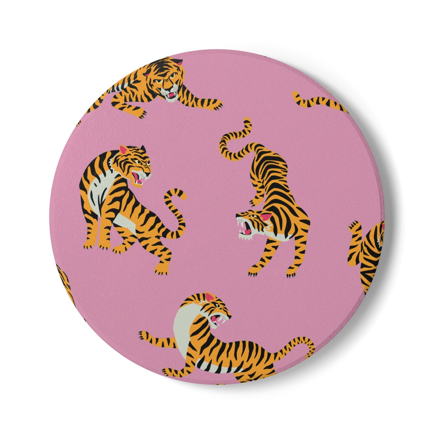 Tiger - Light Pink Ceramic Coaster