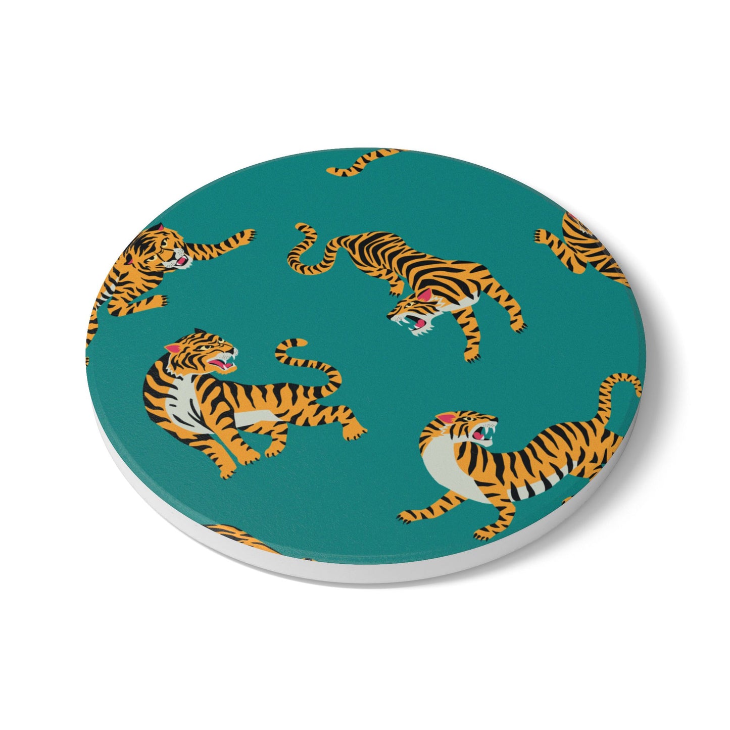 Tiger - Aqua Ceramic Coaster