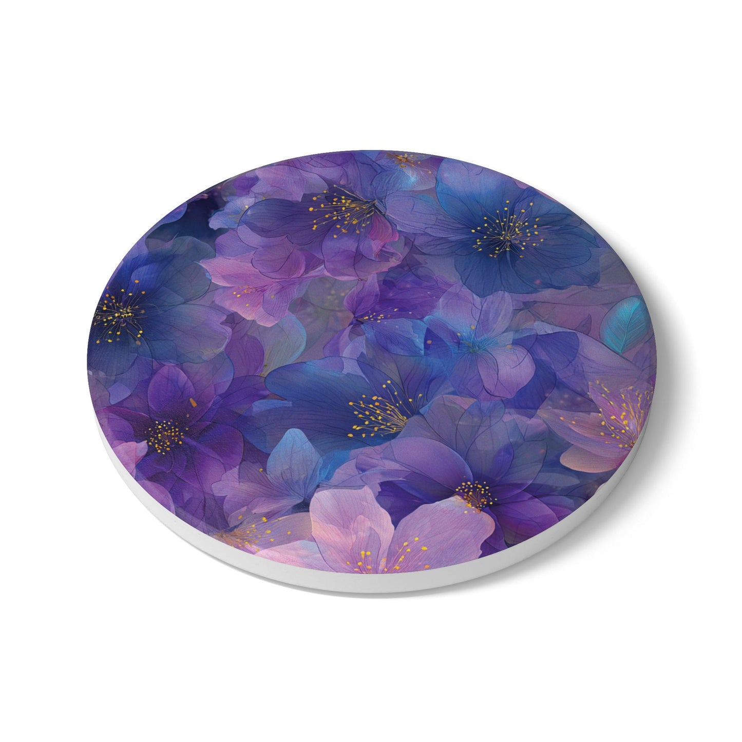 Wildflowers Purples Ceramic Coaster