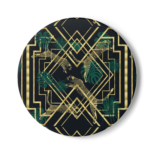 Art Deco Leopards Ceramic Coaster