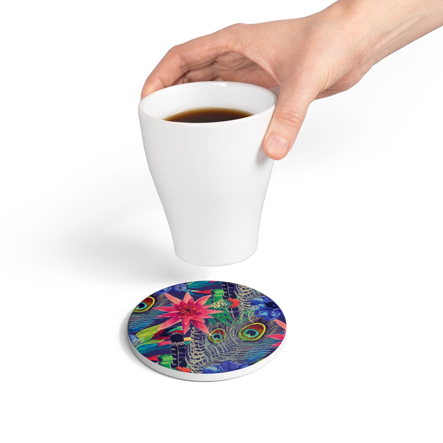 Leaves in Jungle - Navy Ceramic Coaster