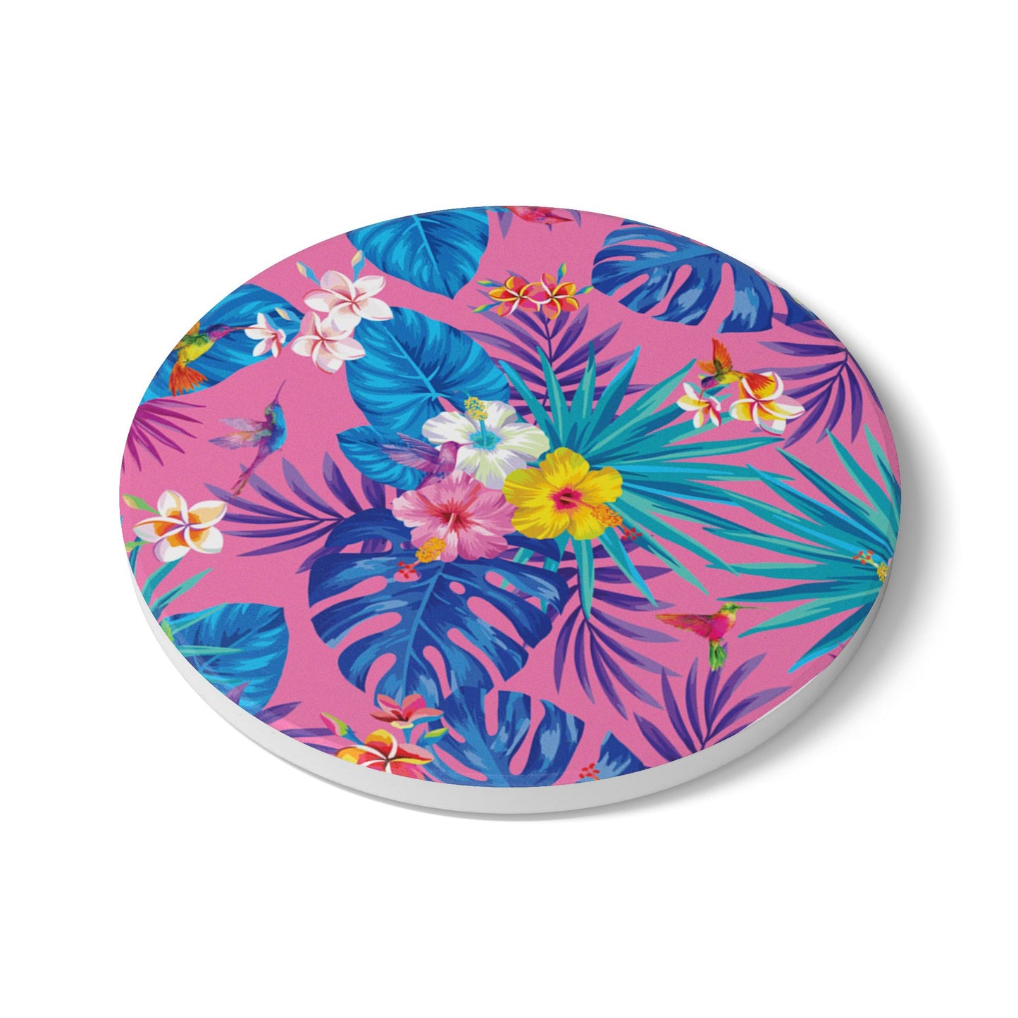 Pink Hibiscus Ceramic Coaster