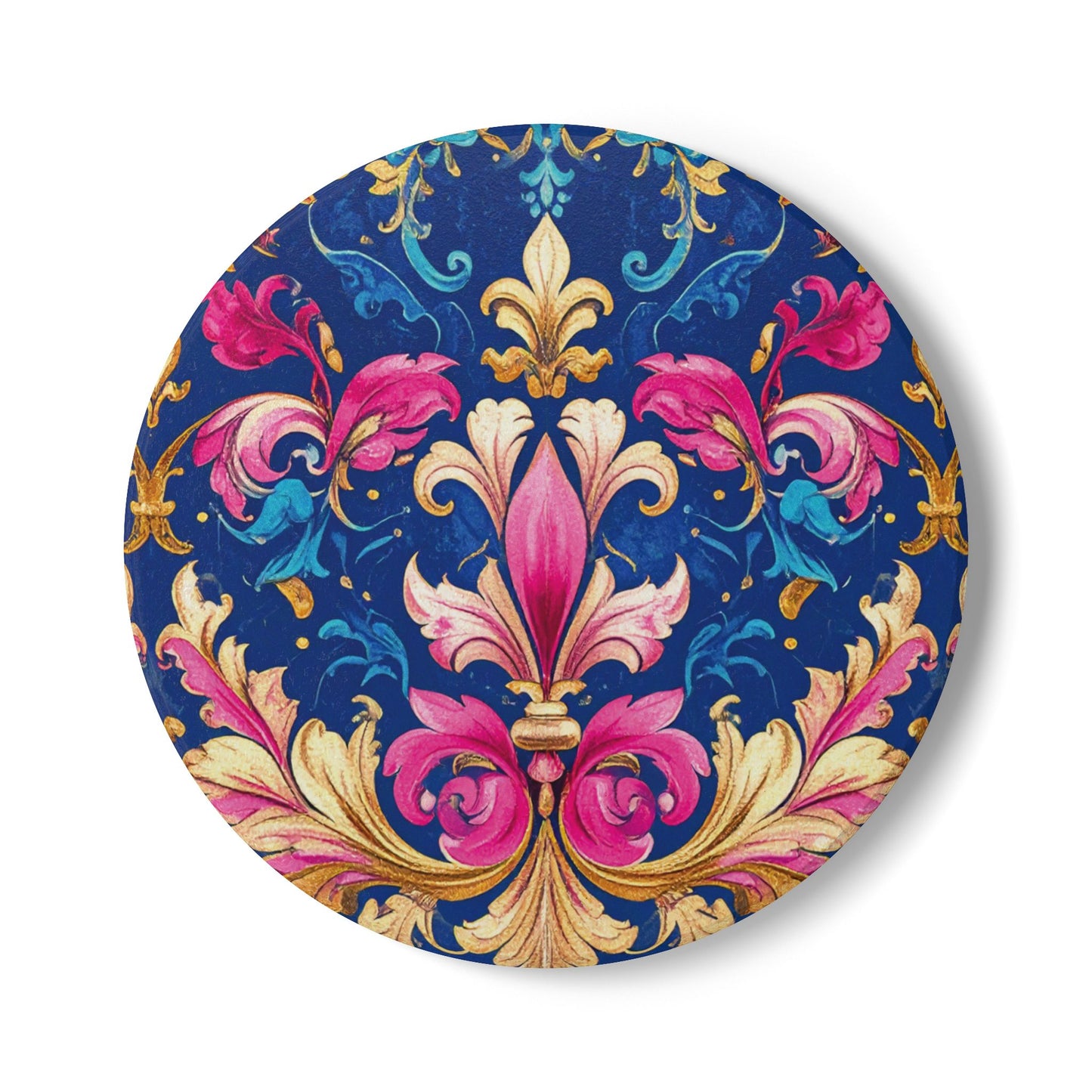 Colourful Fleur De Lys Ceramic Coaster