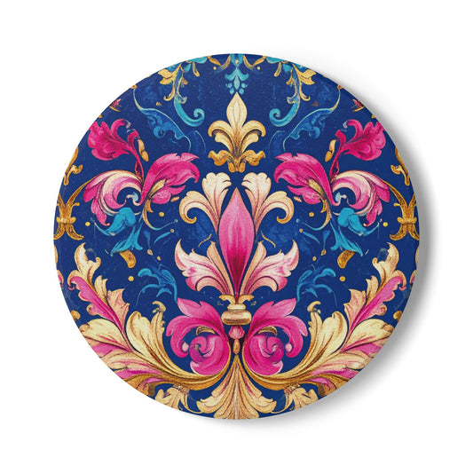 Colourful Fleur De Lys Ceramic Coaster