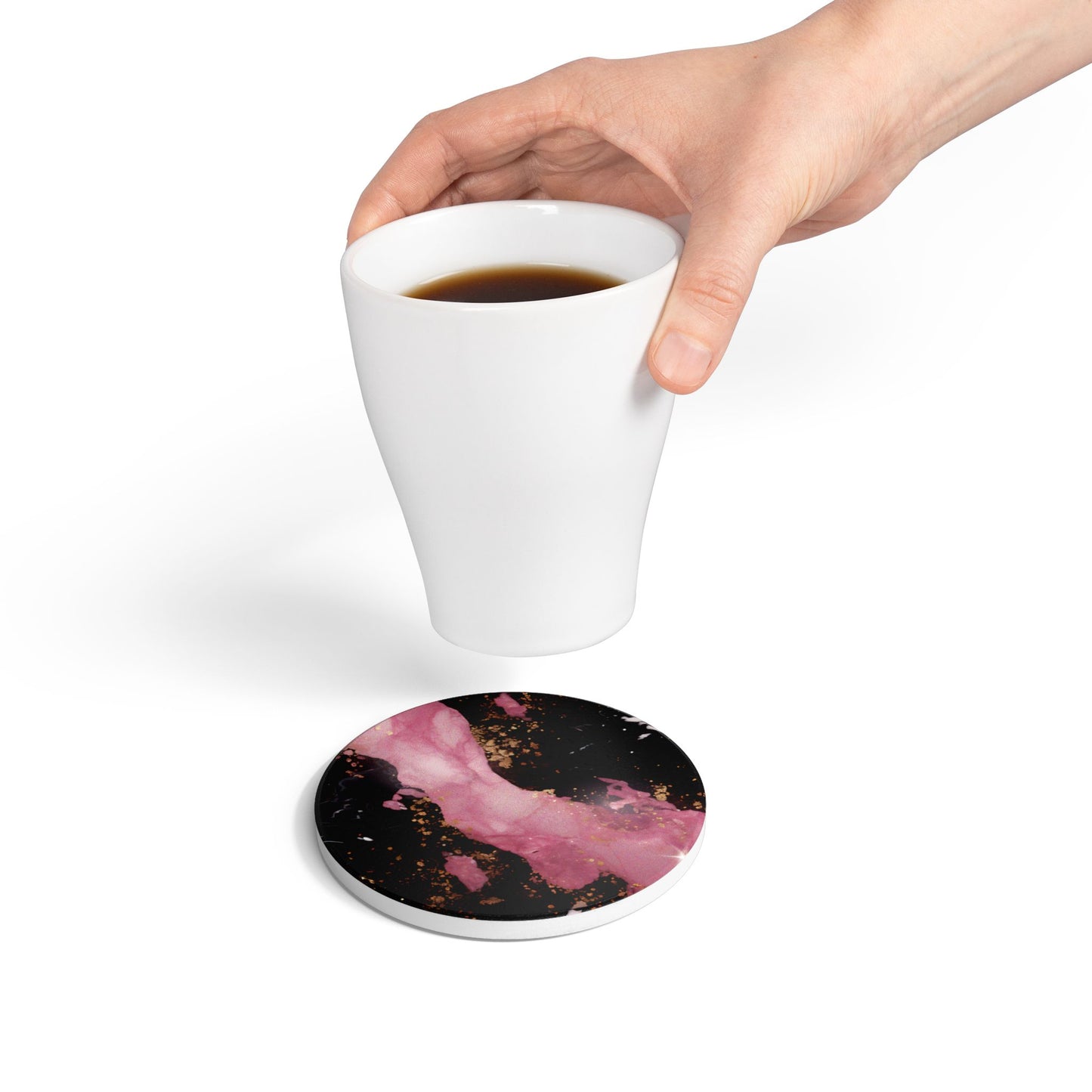 Black Marble Effect Ceramic Coaster