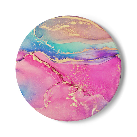 Pink and Blue Marble Effect Ceramic Coaster