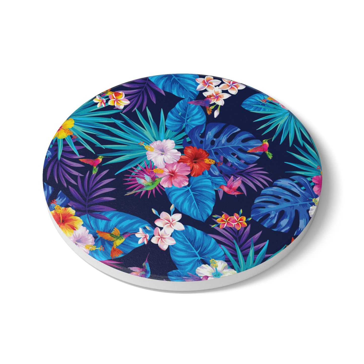 Hibiscus Navy Ceramic Coaster