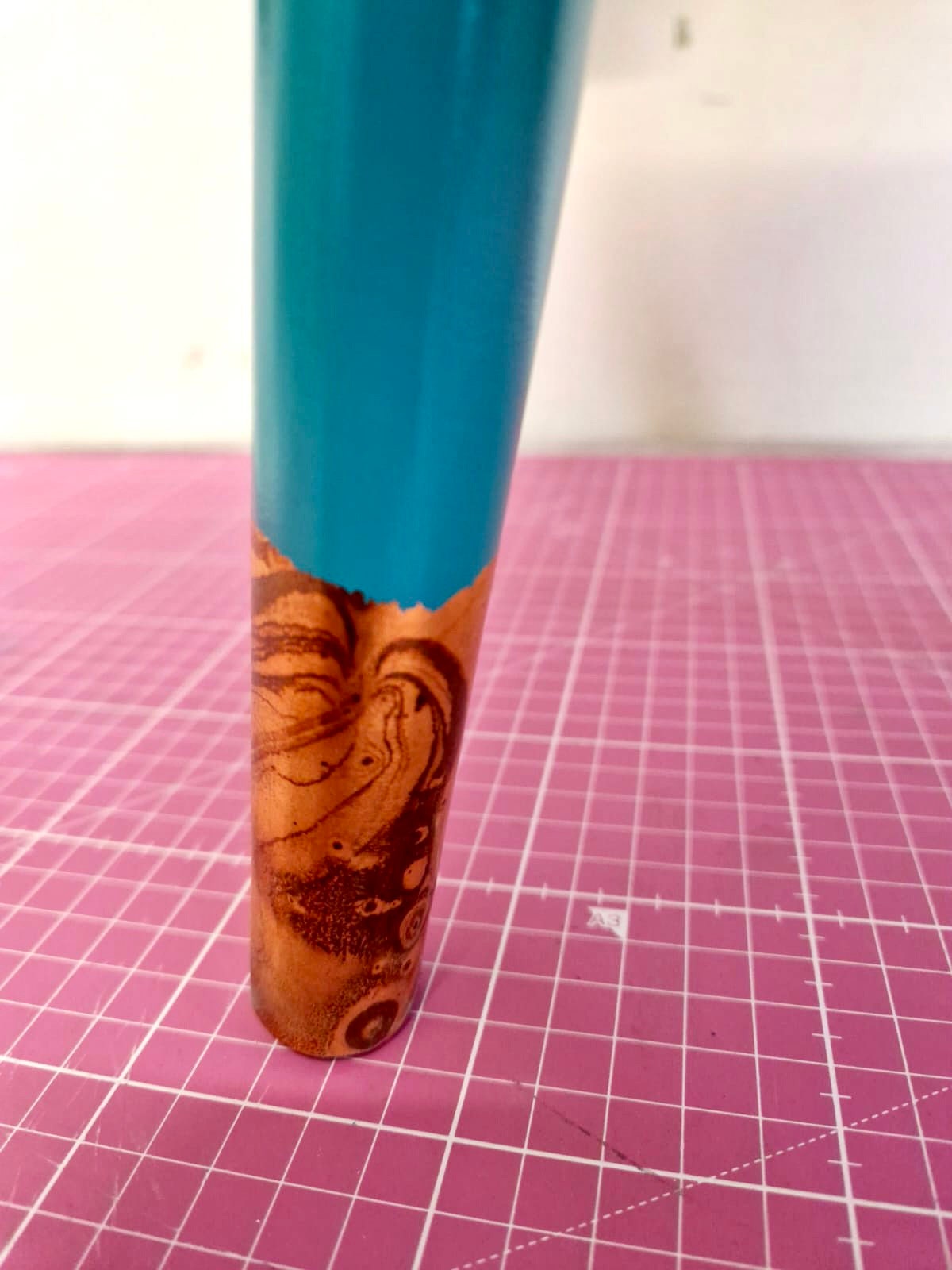 Palm Leaf - Cream, Pink and Mint green bedside table. Palm leaf design nightstand,real metallic swirl leaf legs, ornate bronze and marble effect handle