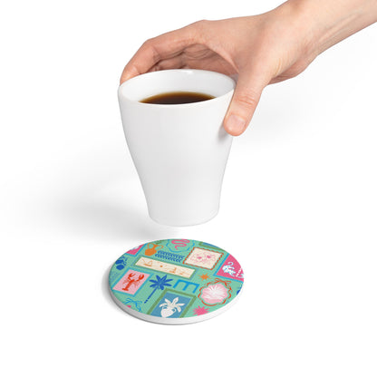 Mediterranean Travels Mint Ceramic Coaster