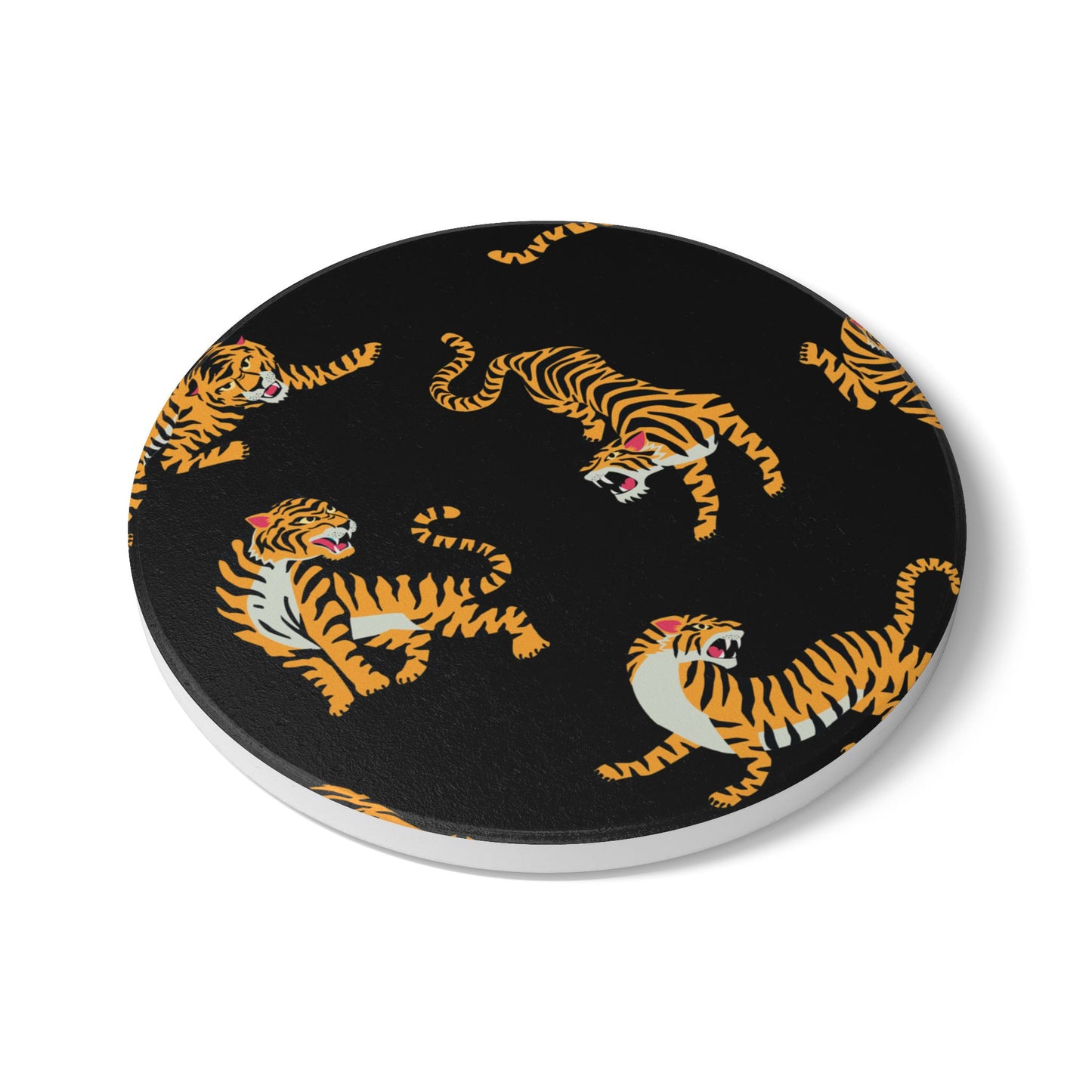 Tiger - Black Ceramic Coaster