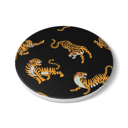 Tiger - Black Ceramic Coaster