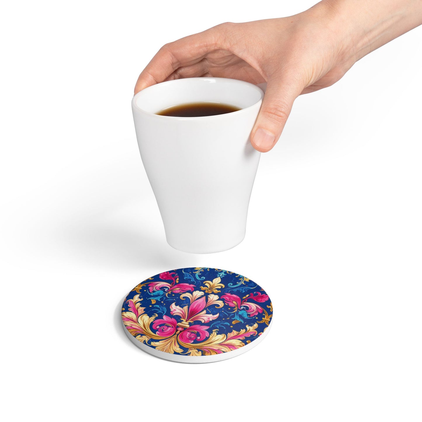 Colourful Fleur De Lys Ceramic Coaster