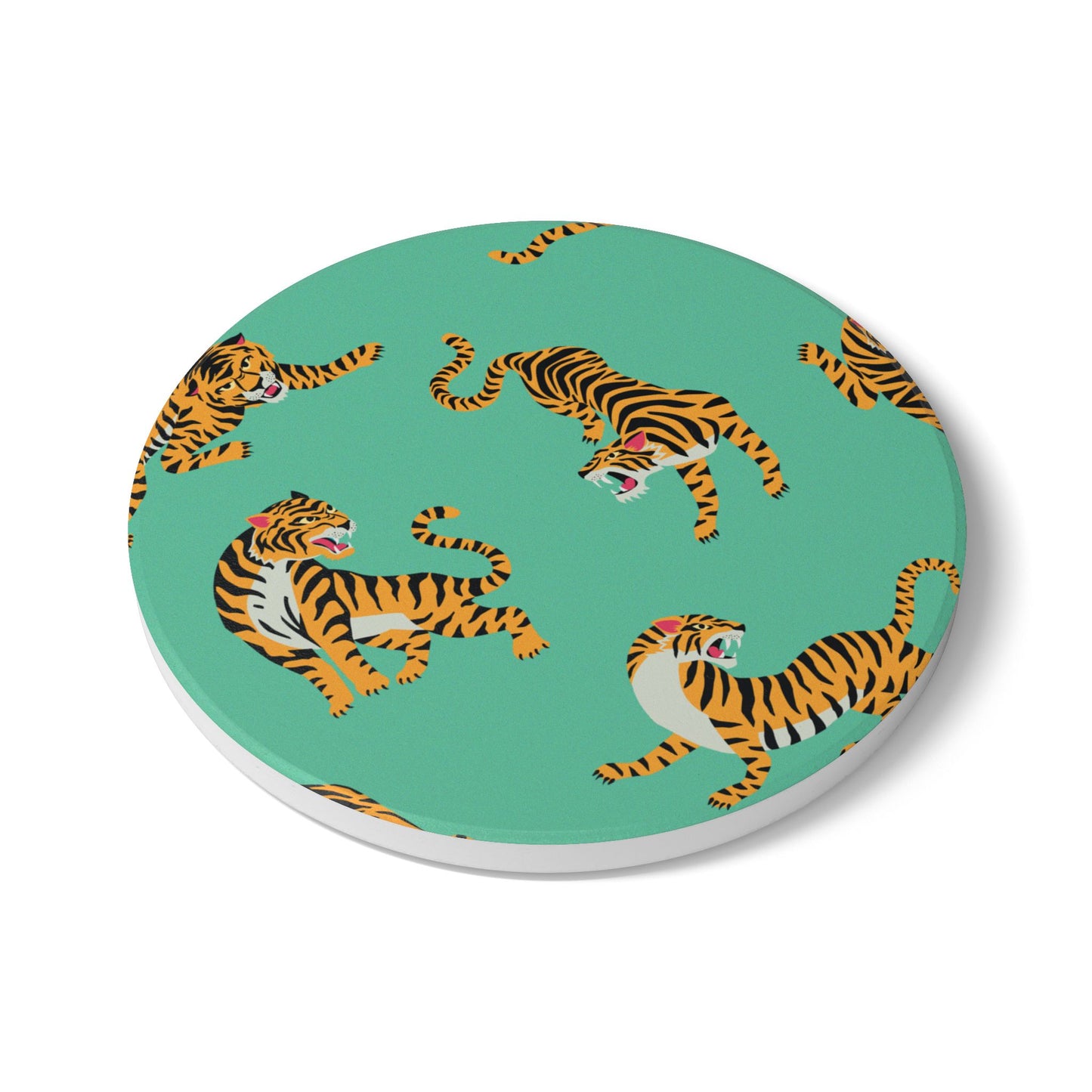 Tiger - Mint Ceramic Coaster