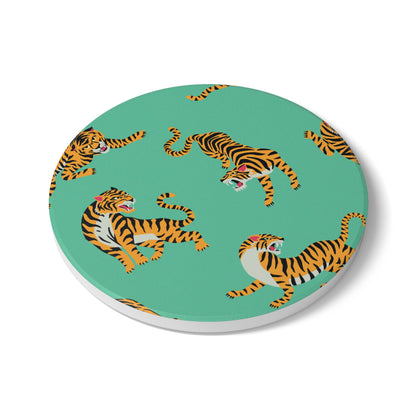 Tiger - Mint Ceramic Coaster
