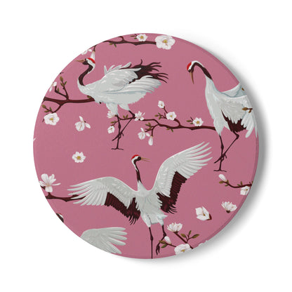 Pink Herons Ceramic Coaster