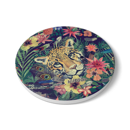 Leopard in Jungle Ceramic Coaster