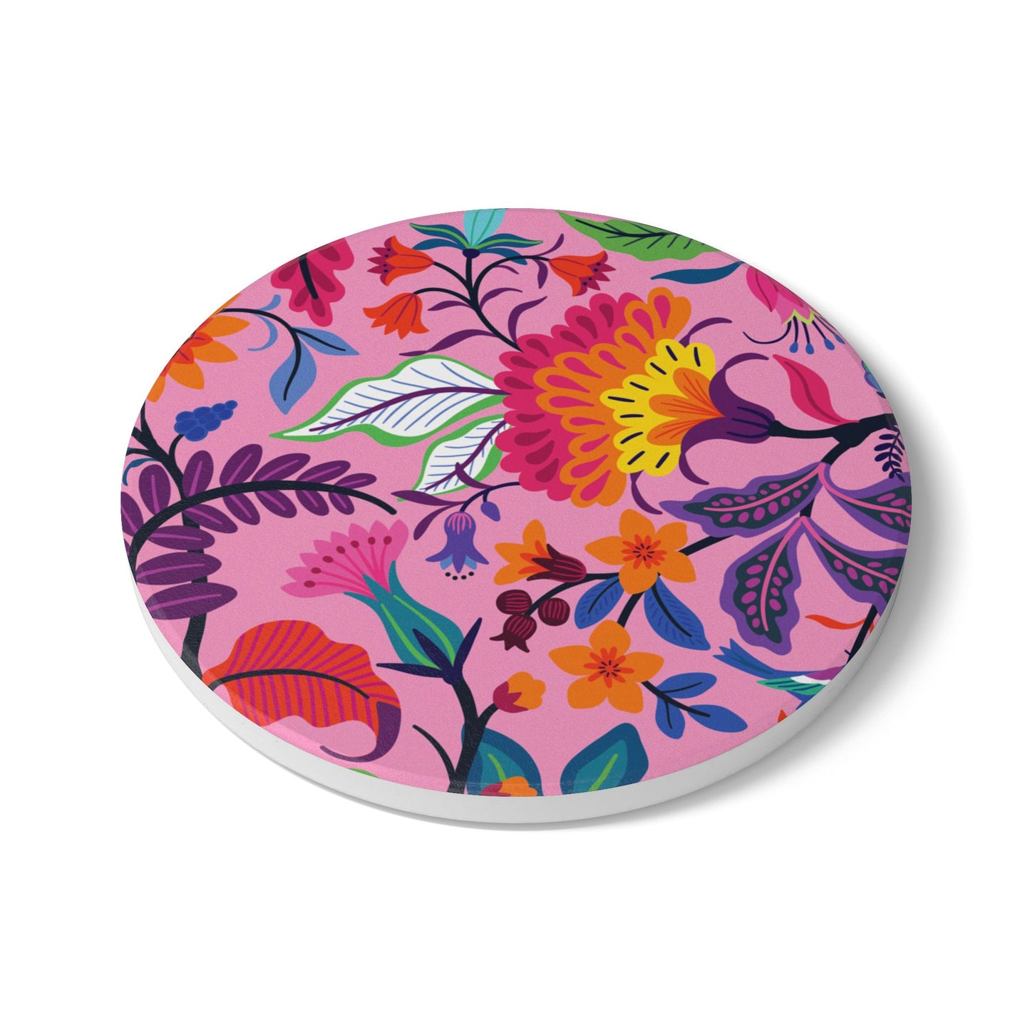 Wildflowers Candy Pink Ceramic Coaster