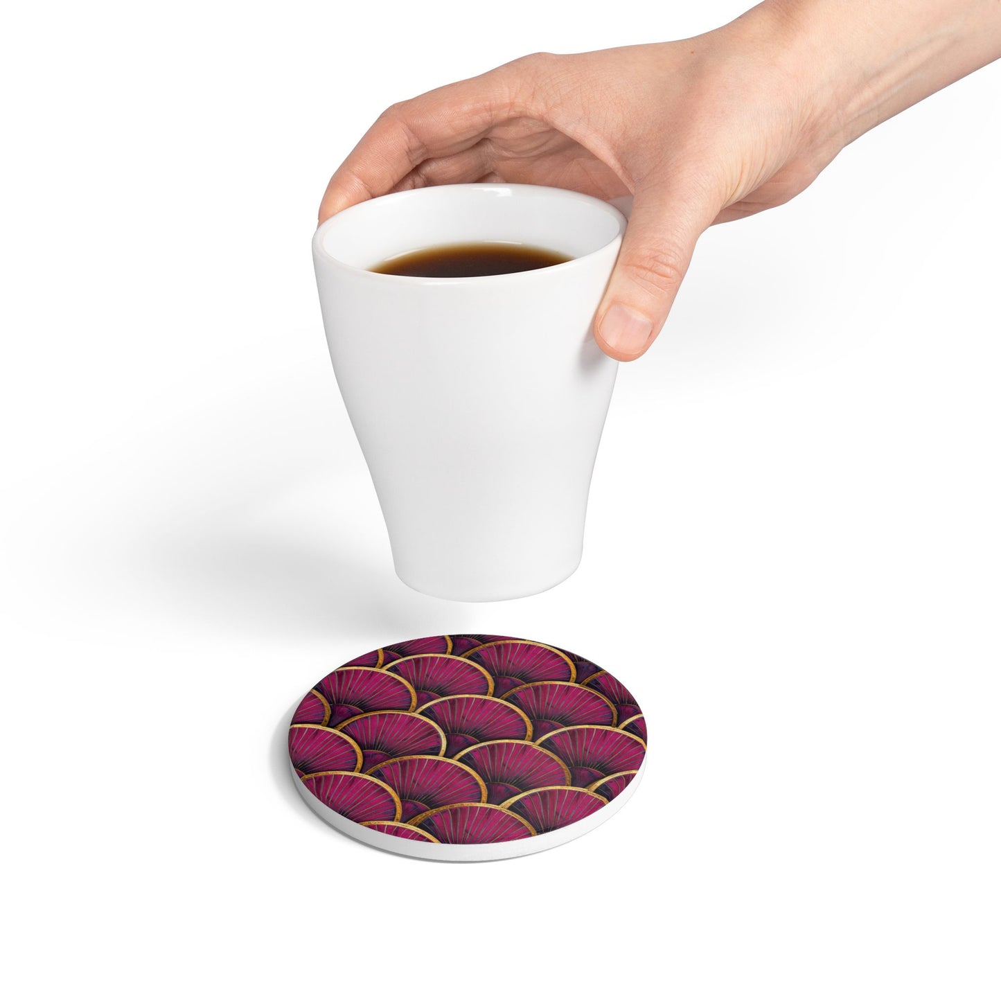 Art deco Tiles Magenta Ceramic Coaster