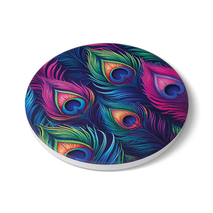 Colourful Peacock Ceramic Coaster