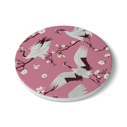 Pink Herons Ceramic Coaster
