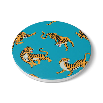 Tiger - Turquoise Ceramic Coaster