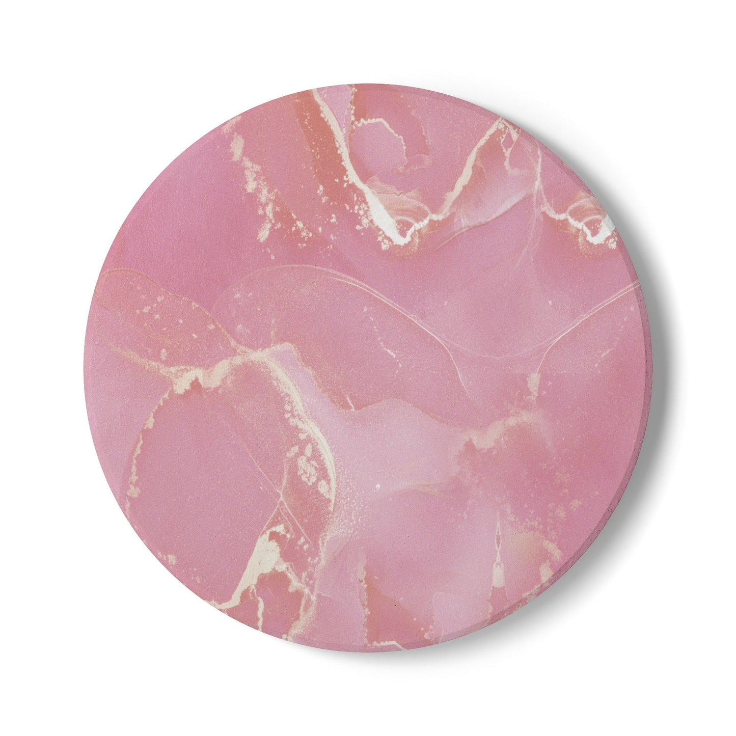 Dusky Pink Marble Effect Ceramic Coaster
