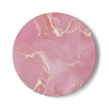 Dusky Pink Marble Effect Ceramic Coaster