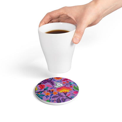 Wildflowers Lilac Ceramic Coaster