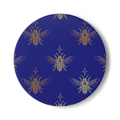 Cobalt Bees Ceramic Coaster