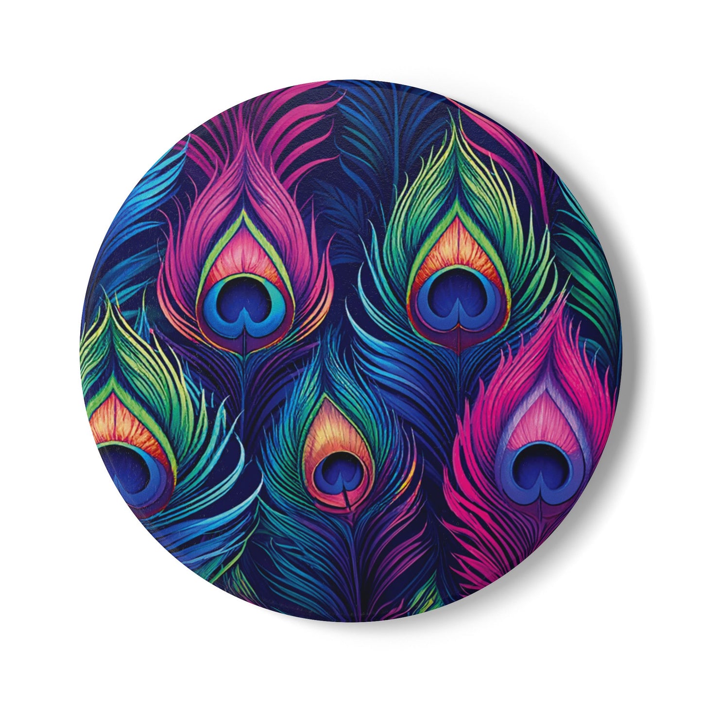 Colourful Peacock Ceramic Coaster