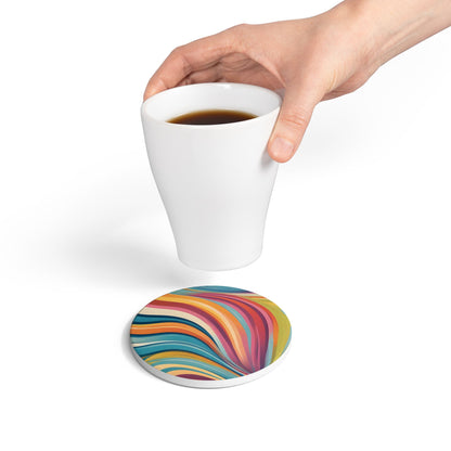 Rainbow Swirl Ceramic Coaster