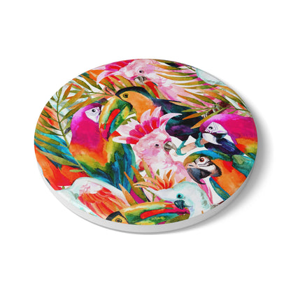 Mixed Parrots Ceramic Coaster